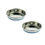 Angle View: OurPets Durapet Cat Bowl (Heavyweight Durable Stainless Steel Cat Food Bowl or Cat Water Bowl) [Holds up to 1 Cup of Dry Cat Food or Wet Cat Food] 2 BOWLS