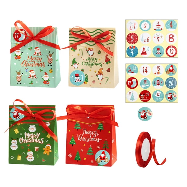 Presentación de regalos versátil, mini cajas navideñas, materiales de calidad para celebraciones navideñas, cajas de regalo navideñas reutilizables, diseño exquisito (paquete de 24)