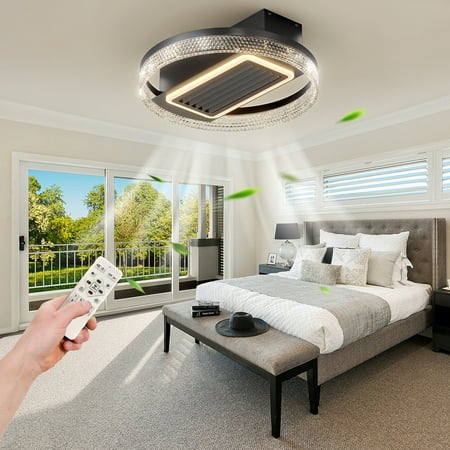 

CHNGQANW 20inch Modern Leafless Ceiling Fan with Remote Control Removable and Washable Reversible Motor