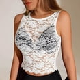 thumbnail image 4 of Sheghy Women Tank Tops Dressy Casual Mesh Lace Tank Top, Crew Neck Sleeveless Layering Cami for Women White S, 4 of 5