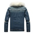 thumbnail image 3 of Fgnfyis Men's Jacket Autumn Winter Coat Fashion Denim Solid Color Lapels Plus Velvet Thicken Top Warm Zipper Retro Mens Winter Coat White L, 3 of 8