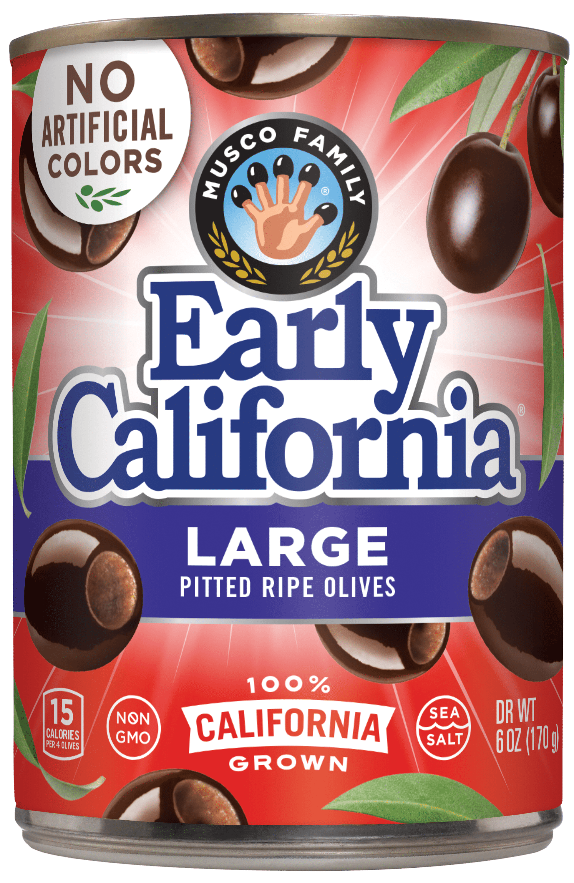 (3 pack) Early California Large Pitted Black Ripe Olives, 6 oz Can. No Artificial Colors. Major Allergens Not Contained