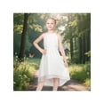 thumbnail image 2 of Sunny Fashion Girls Dress Ivory Halter Textured Dot High Low Back Tie Wedding Birthday Summer 12 Years, 2 of 7