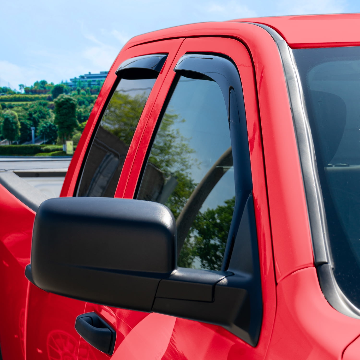 Voron Glass in-Channel Extra Durable Rain Guards for Trucks Dodge Ram 1500 2009-2018 Quad Cab, Window Deflectors, Vent Window Visors, 4Pieces - 230099