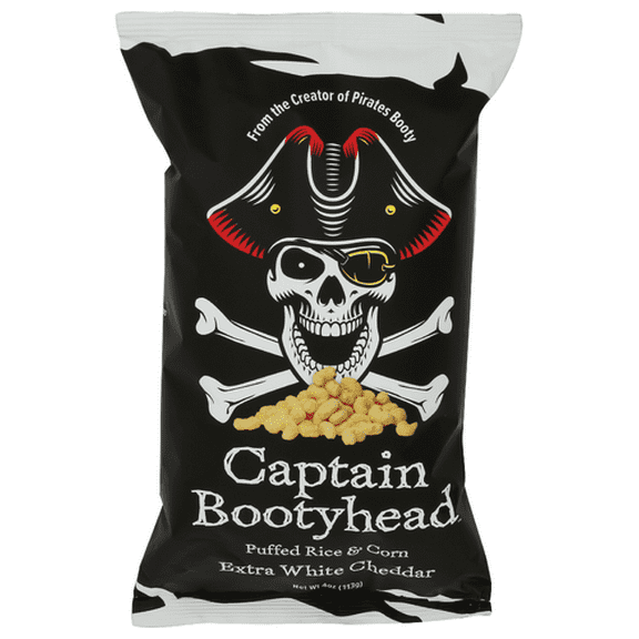 Captain Bootyhead Puffs Extra White Cheddar 4 oz (Pack of 12)