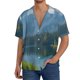 thumbnail image 1 of Balery Majestic Deer Mountain Lake Camisa Casual de Manga Corta con Botones para Hombre, Texturizada, Estilo Cubano, para Playa, Verano-X-Large, 1 of 5