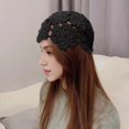 thumbnail image 4 of Harmtty Women Knitting Hat Hollow Crochet Flower Pattern Breathable Handcrafted Hat Outdoor Work Street Wear, 4 of 8