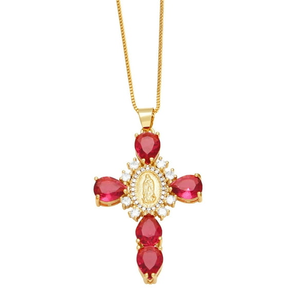 JoyMoreHome Cross Necklace for Women Zirconia Cross Crucifix Pendant Necklace Simple Dainty Necklace Anniversary Birthday for Women