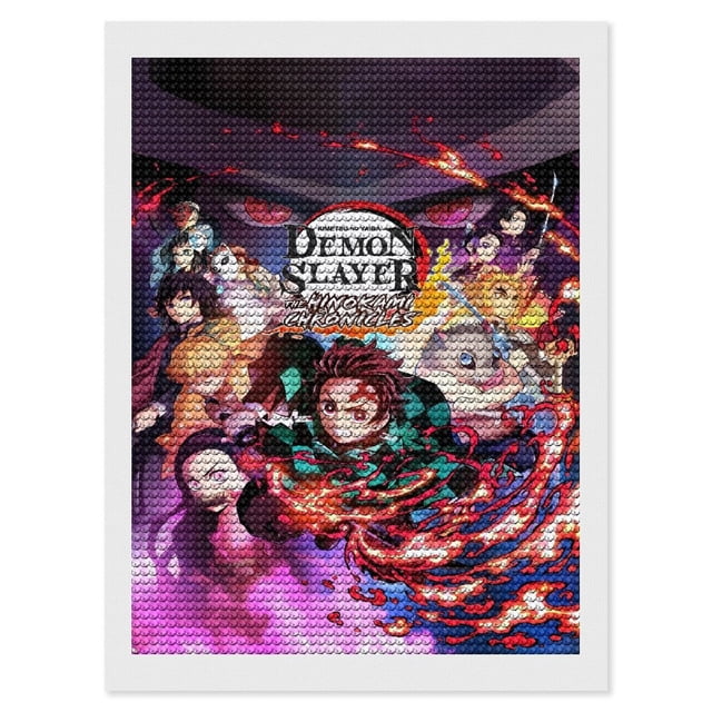Demon Slayer Kits de Pintura de Diamantes para Adultos 5D DIY Diamond Art Kits Full Drill Diamond Dots para Regalo Decoración de Pared y Relajación Artes de Gemas 30*40cm