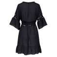 thumbnail image 4 of DHFJKG Women Summer Crochet Swimwear Cover-Ups Beach Deep V Neck Cardigan Dress Lace Up Fashion Vacation Resort Clothes 3/4 Sleeve Versatile Beachwear, 4 of 5