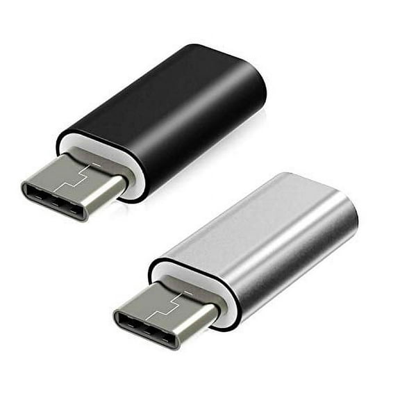 Charger Adapter, Lightning to USB Type C Male Fast Charge, High-Speed Converter Aluminum Connector Dock Extender - Adapter Max Output 5V (Black, Silver)