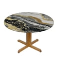 thumbnail image 3 of WYYP Marble Gold Accents Black Marble Textured Background Round Table Cloth 100% Polyester Washable for Home Kitchen Outdoor Decoration White, 3 of 8