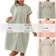 thumbnail image 3 of Women Hooded Short Sleeve Bath Robe Snap Front Absorbent Shower Wrap Bathrobe Loose Cozy Spa Loungewear One Size, 3 of 5