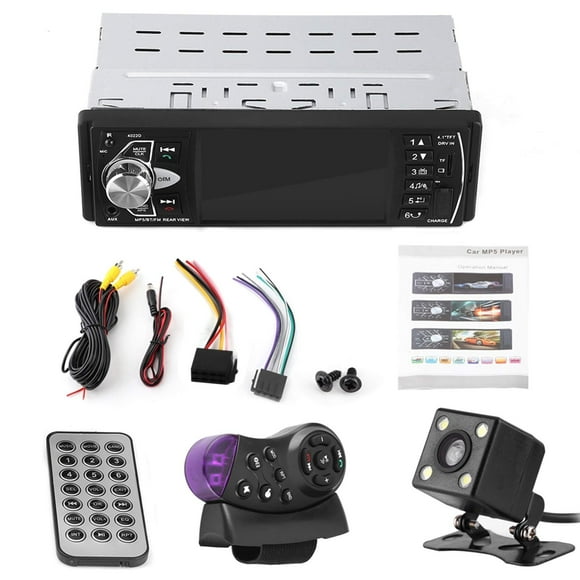 Haofy Radio estéreo inalámbrico para coche con visualización táctil de 4.1 pulgadas y cámara de visión trasera, reproductor de MP5 para coche, reproductor de MP5 universal, reproductor multimedia univ