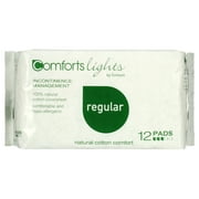 Comfort Lights Incontinence Pads for Women | 12-Individually Wrapped Pads | All-in-One Protection for Incontinence, Bladder Control & Menstruation | Regular Absorbency (1 Pack of 12)