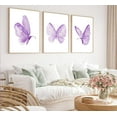 thumbnail image 2 of 3Pcs Butterfly Canvas Wall Art Purple Butterfly Posters Pictures Minimalist Cute Animal Paintings Aesthetic Preppy Room Prints for Girls Bedroom Nursery Home Wall Decor Gift Framed, 2 of 6
