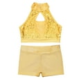 thumbnail image 3 of YONGHS Girls Jazz Hip Hop Dance Performance Outfit Sequins Tank Top with Booty Shorts Set Dancewear Yellow 12, 3 of 5