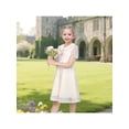 thumbnail image 2 of Sunny Fashion Flower Girls Dress Ivory Floral Lace Button Short Sleeve Communion Wedding Formal 7 Years, 2 of 6