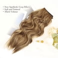 thumbnail image 2 of MORICA Invisible Wire Hair Extensions 20 Inch Brown Mixed Blonde Long Wavy Synthetic Hairpiece with Transparent Wire Adjustable Size, 4 Secure Clips for Women, 2 of 9