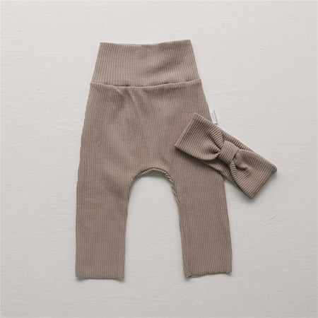 

NECHOLOGY Baby Girls Boys Solid Ribbed Cotton Summer Autumn Long Pants Headbands Clothes Pant for Teen Boys Pants Khaki 18-24 Months