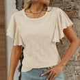 thumbnail image 4 of Womens Summer Tunic Tops Trendy Ruffle Short Sleeved Crew Neck T-Shirts Casual Flowy Classic Fit Blouses Outfit Workout Clothes, 4 of 8