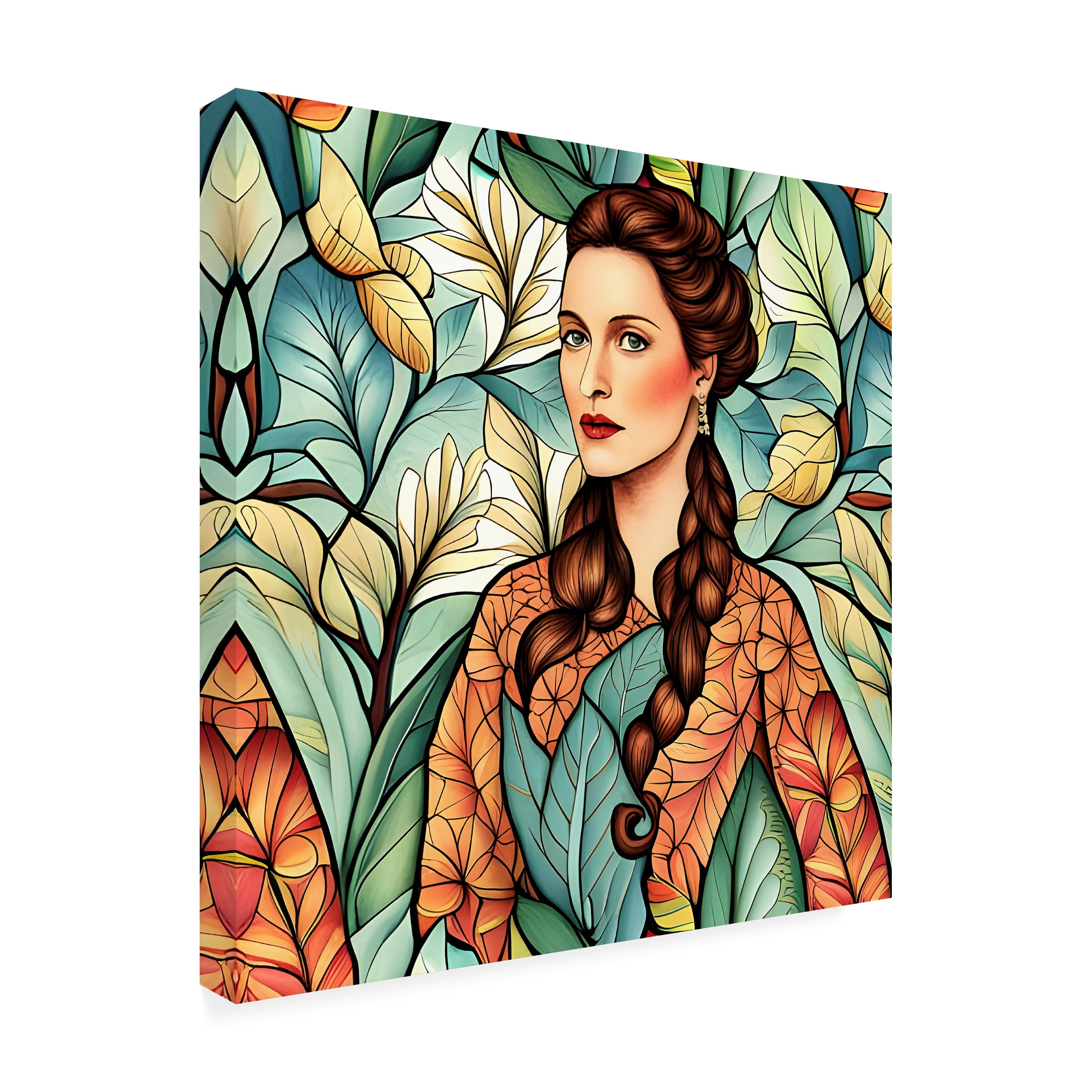 Canvas Wall Art - Tina Lavoie 'Woman Of The Leaves' Wall Art for Living Room, Bedroom, or Office DÃ©cor by Trademark Fine Art - 14 x 14 Inches