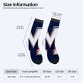 thumbnail image 4 of Four Seasons Universal Socks - 2 Pairs Unisex Trendy Socks with Sporty Baseball ' M ' Design on Navy Blue Background, 4 of 5