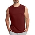 thumbnail image 2 of Horkkom Muscle Shirts for Men Summer Solid Color Tank Top Crew Neck Outdoor Gym Shirts Athletic Workout Shirts Red L, 2 of 3