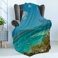 thumbnail image 4 of Sailboat Soft Flannel Fleece Throw Blanket, Sailboats and Power Boats Anchored in Crystal Clear Waters of the Bahamas, Cozy Plush for Indoor and Outdoor Use, 50" x 70", Teal Blue Green, by Ambesonne, 4 of 5