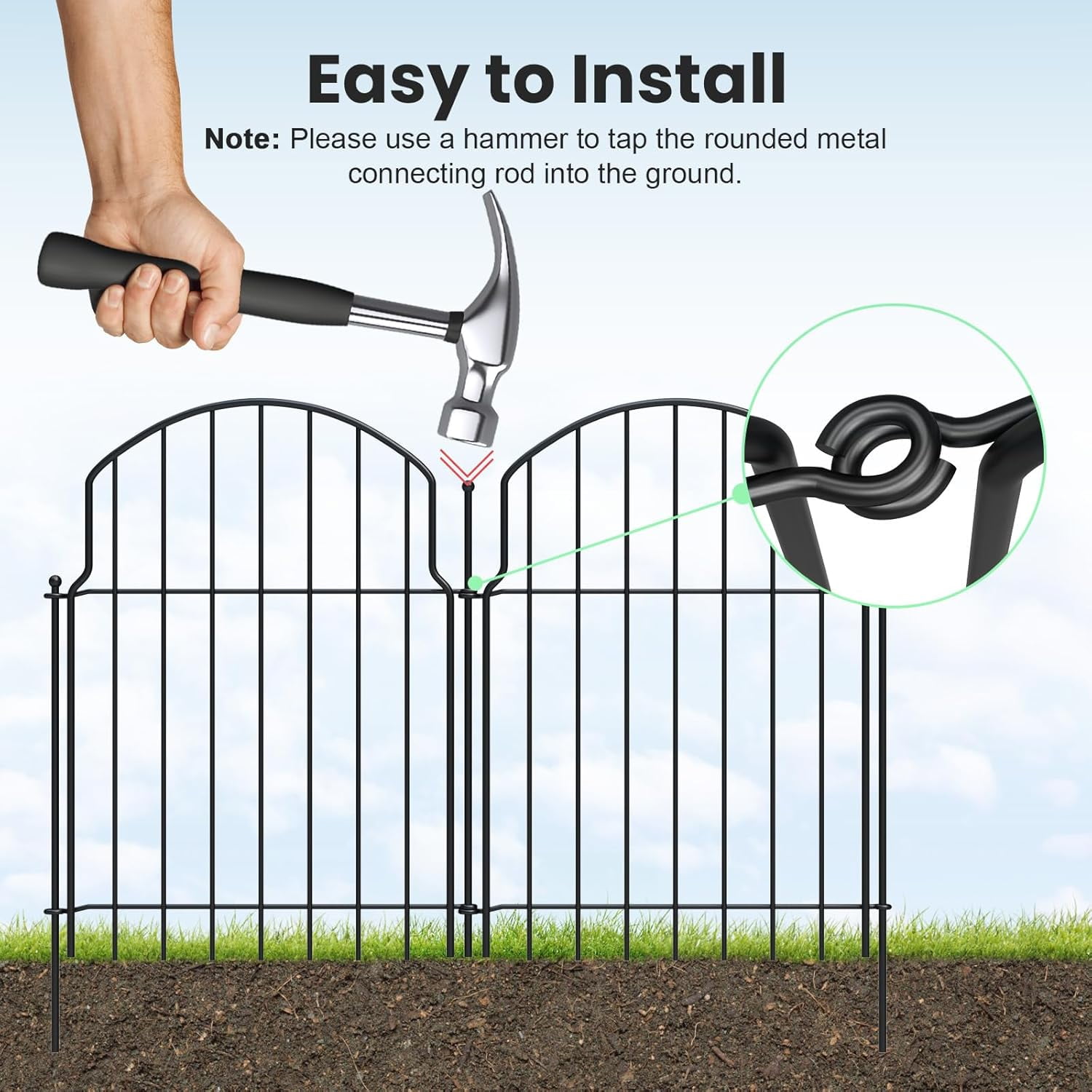 10Pcs Decorative Garden Fence, 22in(H)/10.8ft(L) Rustproof Metal Fences Animal Barrier Outdoor for Yard, Flower Bed Edging Ornamental Border Panel for Dogs, Rabbits, Dig Defence, Garden Decor, Patio