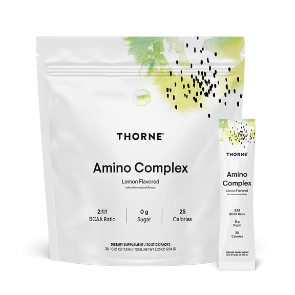 THORNE - Amino Complex - Clinically-Validated EAA and BCAA Powder for Pre or Post-Workout - Promotes Lean Muscle Mass & Energy Production* - NSF Certified for Sport - 30 Servings - 8.25 Oz - Lemon