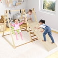 thumbnail image 4 of Costway 4-in-1 Indoor Jungle Gym with Baby Swing, Climber, Ladder and Resting Platform Natural, 4 of 10
