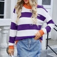 thumbnail image 3 of TINZ Ladies Striped Round Neck Sweater Midtown Sweater Sweaters Men Winter Fitted Sweaters for Women, 3 of 8