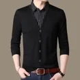 thumbnail image 3 of Suéter formal liso para hombre, sudadera unicolor, polos para hombre, negocios, coreano, otoño invierno, original, XL, normal, social, elegante, 3 of 4