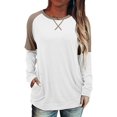 thumbnail image 1 of Womens Tops Color Block Pullover Long Sleeve T Shirts with Pockets Crew Neck Tunic Blouse, 1 of 5