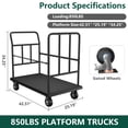 thumbnail image 3 of HOHYN 42.5" Luggage Cart with Wheels, Black Bellman Cart with 850 lb Capacity & 5" Quiet Wheels, 360° Anti-Collision Design for Hotel, Airport, and Commercial Use, 3 of 8
