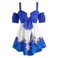 thumbnail image 1 of Camiseta Talla Extra Hombro Descubierto Estampado Floral Volantes Rosegal  Camisetas tallas grandes, 1 of 5