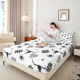 thumbnail image 4 of Feelyou Hippie Bohemian Aztec Twin Sheet Sets, White Black Triangle Twin Fitted Sheet, Southwestern Theme Flat Sheet, Ultra Soft Bedroom Decor, 3pcs, 4 of 7
