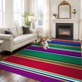 thumbnail image 2 of Mexican Style Area Rugs 5'x7', Small Throw Rugs for Laundry Room Playroom, Colorful Mexico Stripes Purple Yellow Green Indoor Outdoor Rug Non-Slip Low Pile Carpet Runner Reversible Floor Mats, 2 of 8