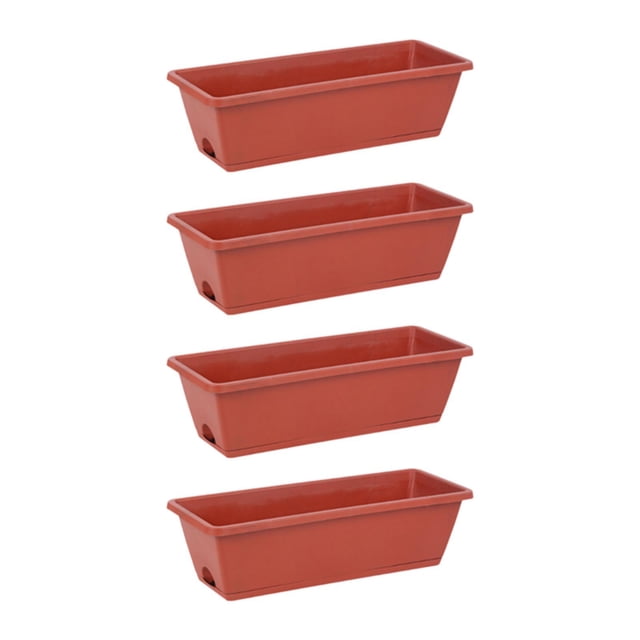 Almencla 4 Pieces Window Box Planter Boxes Flower Pots for Indoor Outdoor Garden Yard M