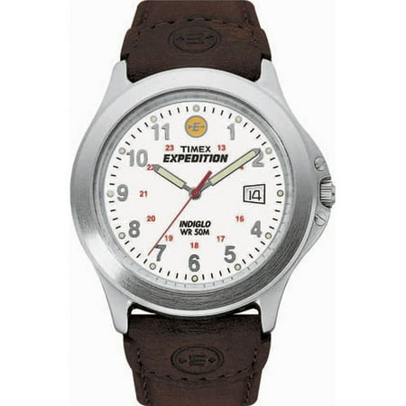 Timex Men's Expedition Metal Field Watch, Brown Leather Strap