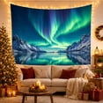 thumbnail image 3 of Northern Lights Over Snowy Mountains, Mystical Celestial Landscape for Nature Lovers, Celestial Home Decor Housewarming Gift Tapestry Wall Hanging for Bedroom, Living Room, 3 of 7