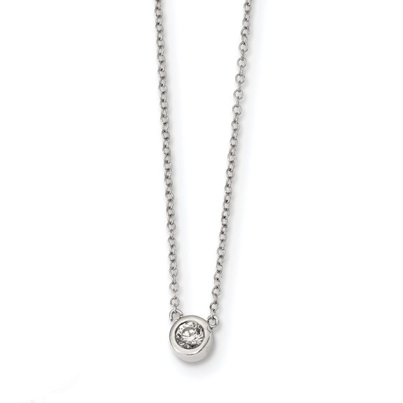Sterling Silver Rhodium-plated 19in Bezel-set 5mm CZ Necklace QG4310