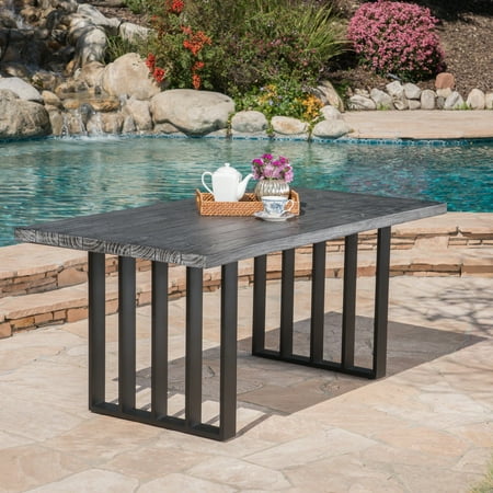 Kate Outdoor Light Weight Concrete Dining Table Grey Oak Finish Kate Outdoor Light Weight Concrete Dining Table Grey Oak Finish