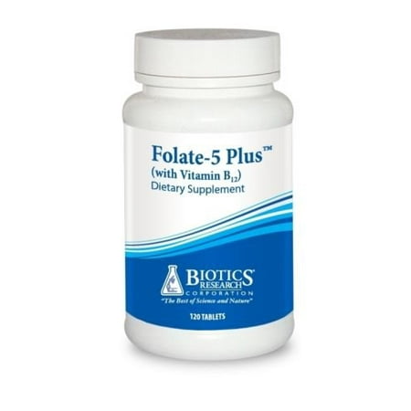 Biotics Research - Folate 5 Plus with B12 120 Tablets 1179 Exp.9.18+ (Best Biotics On The Market)