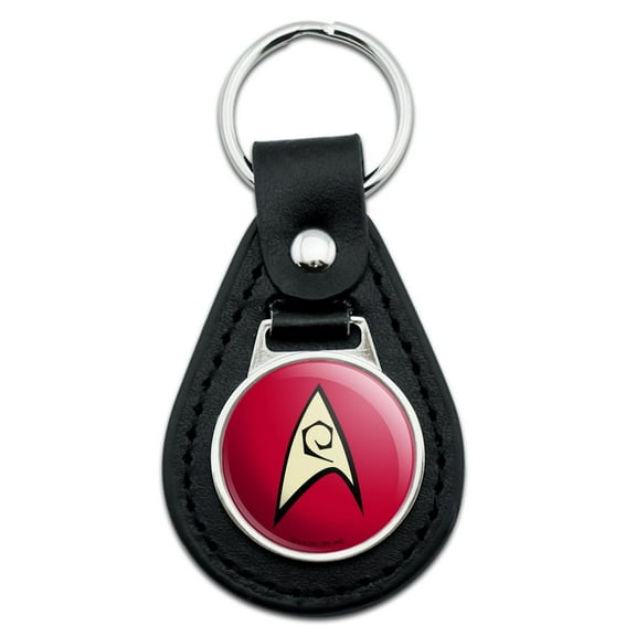 Black Leather Star Trek Engineering Shield Keychain