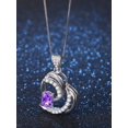 thumbnail image 5 of Devuggo Sterling Silver Double Heart Simulated Amethyst Pendant Necklace Gifts For Her, 5 of 7
