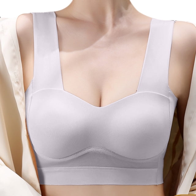 WILLBEST Brasieres Comodos Para Mujer Sujetador De Seda Helada Con Tirantes Finos Y Copas Fijas Para Mujer, Nuevo, Sexy, Con Espalda Descubierta Y Fruncido.