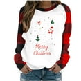 thumbnail image 2 of KkSLirnhs Womens Tops under $10 Christmas Women Trendy Casual Print Round Neck Loose Long Sleeve Blouse S White, 2 of 4