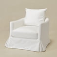 thumbnail image 5 of Pearl White Polyester Upholstered Swivel Barrel Armchair with Removable Washable Slipcover for Living Room, Bedroom, Feather Blend Cushion, Solid Wood Frame, Pillow Back, Fully Assembled, 5 of 16